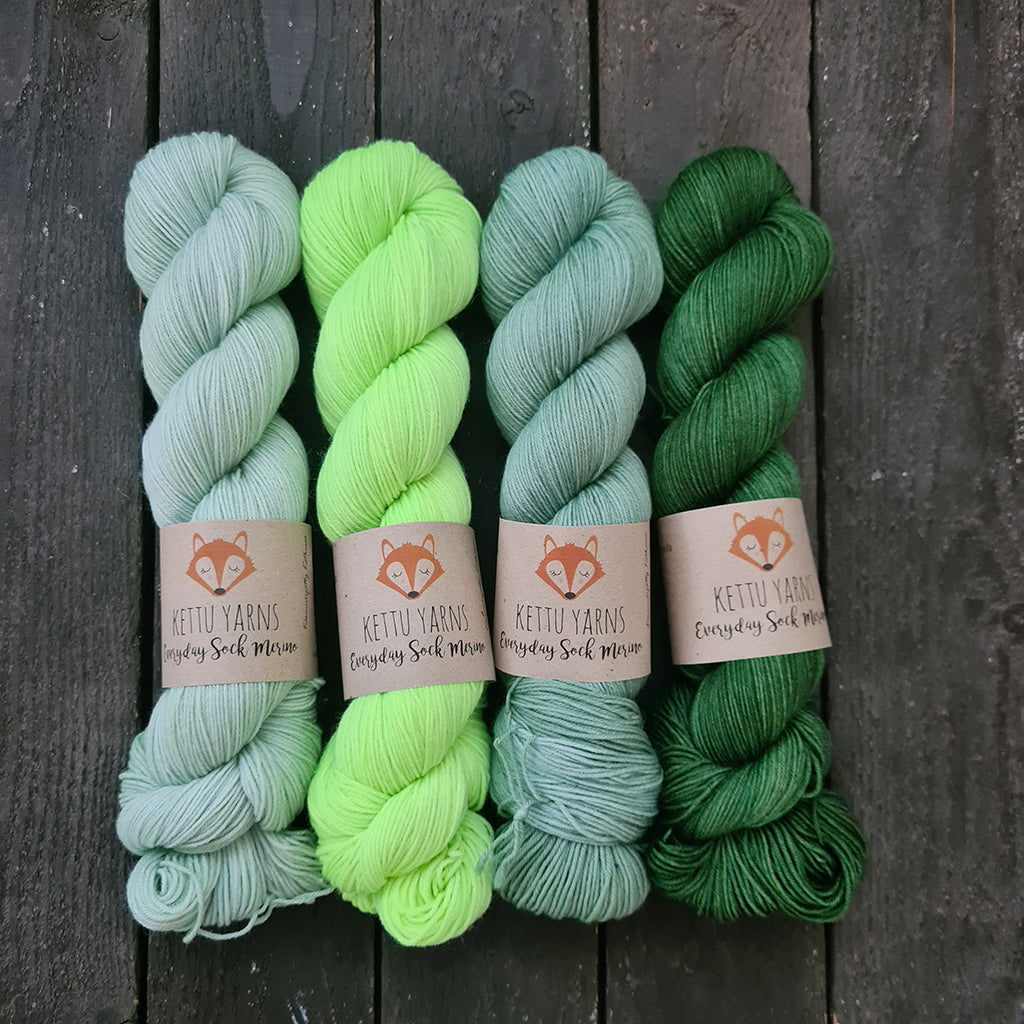 Kettu Yarns Greens with a Pop lankasetti - 400 g