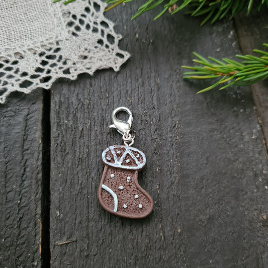 Gingerbread Stocking #2 - handmade stitch marker