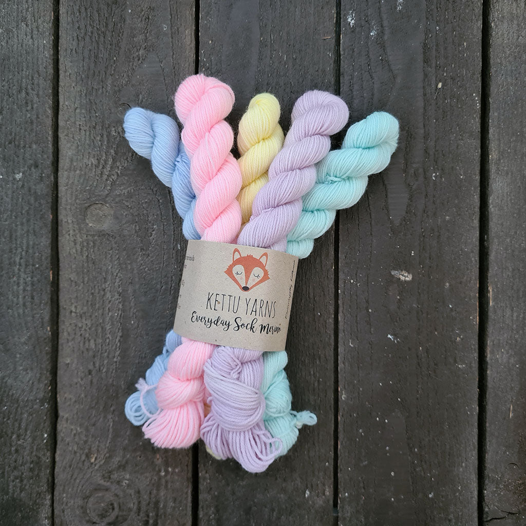 Kettu Yarns - Everyday Sock Merino setti - Pastel Mix - 100 g