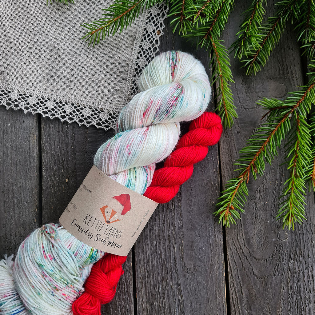 Kettu Yarns - Everyday Sock Merino setti - Mistletoe Kiss - 120 g
