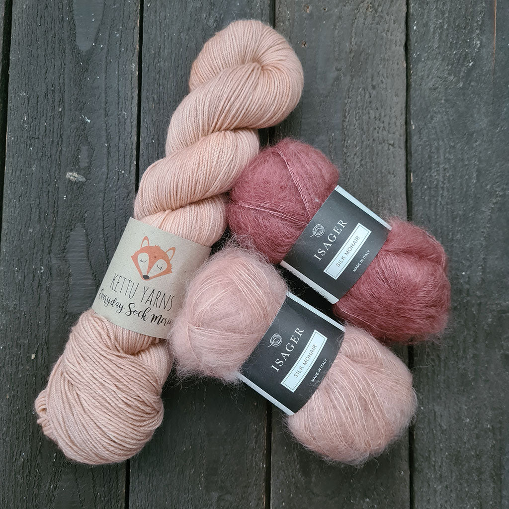Kettu Yarns + Isager lankasetti - Pink Sand - 150 g