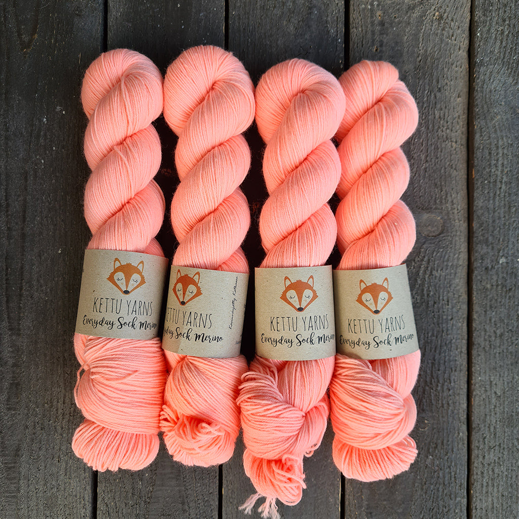 Kettu Yarns - Everyday Sock Merino - Neon Coral - 100 g