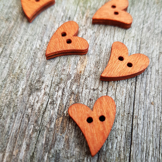 Wooden button - Heart - 17 mm