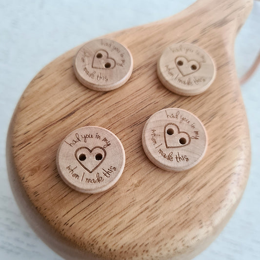 Wooden button - Had you in my heart - 20 mm