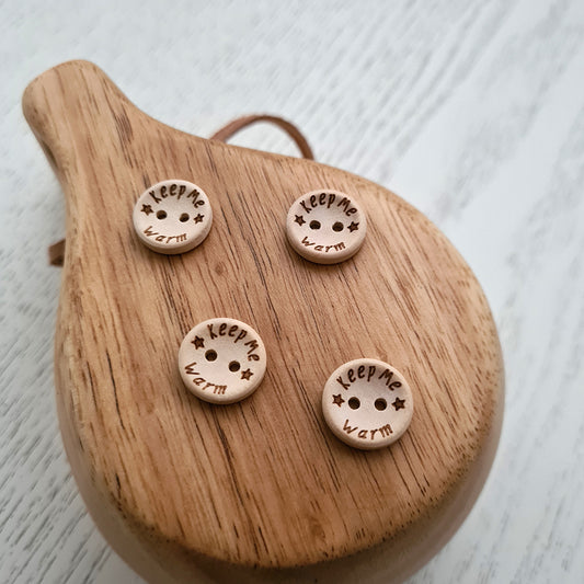 Wooden button - Keep Me Warm - 15 mm