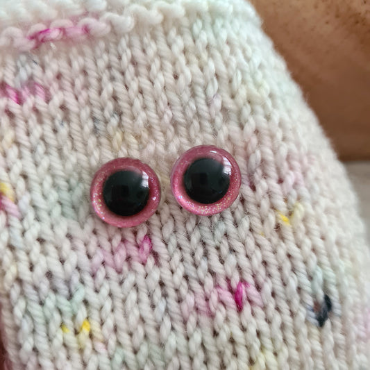 Safety eyes - pink glitter 12 mm